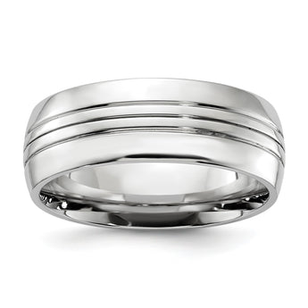Cobalt Polished Grooved 8mm Band - Birthstone Company