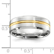 Cobalt Brushed and Polished with Yellow IP-plated Center Beveled Edge 8mm Band - Birthstone Company