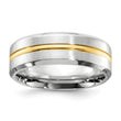 Cobalt Brushed and Polished with Yellow IP-plated Center Beveled Edge 8mm Band - Birthstone Company