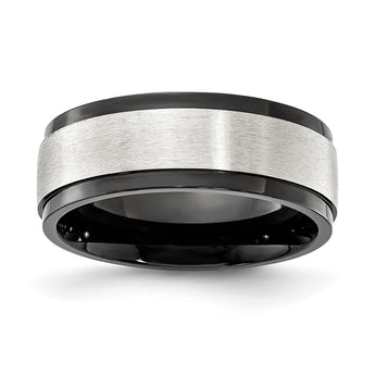 Cobalt Black IP-plated Brushed Center 8.00mm Band - Birthstone Company