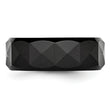 Ceramic Faceted Black 8mm Polished Beveled Edge Band