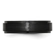 Black Ceramic Ridged Edge 6mm Brushed and Polished Band