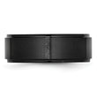 Black Ceramic Ridged Edge 8mm Brushed and Polished Band