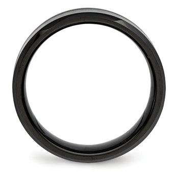 Ceramic Black with Green Carbon Fiber Inlay Beveled Edge Ring