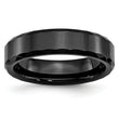 Ceramic Black Faceted and Beveled Edge 6mm Polished Band