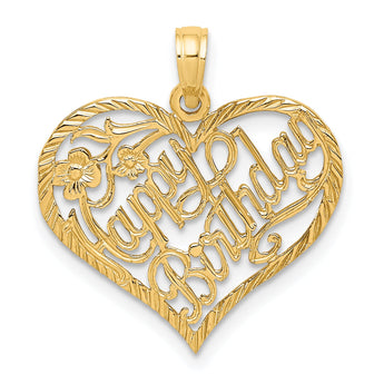 14k Solid HAPPY BIRTHDAY Heart Charm