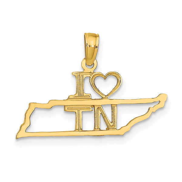 14k Solid Tennessee State Pendant