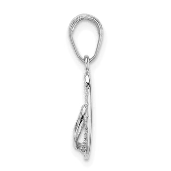 14K White Gold 3D HAWAII Flip-Flop Pendant