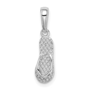 14K White Gold 3D HAWAII Flip-Flop Pendant