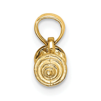 14K Solid Polished 3-D Dumbbell Charm