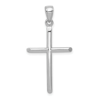 14k White Gold Polished Cross Pendant