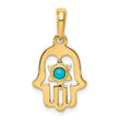 14K Gold Turquoise Chamseh Pendant with Round Stone in Vintage Style