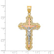 14K Tri-color Diamond-cut Crucifix Pendant