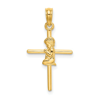 14k Praying Boy Cross Charm