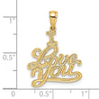14K Textured I LOVE YOU Charm