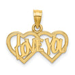 14K I LOVE YOU Double Heart Charm
