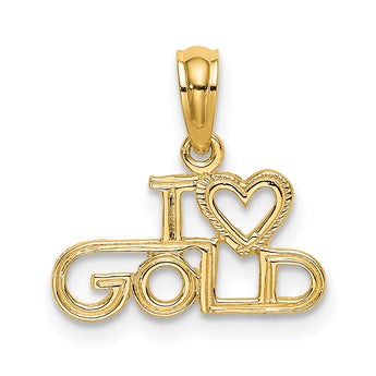 14K Polished / Textured I LOVE GOLD Charm