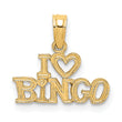 14K Polished/Textured I LOVE BINGO Charm
