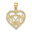 14K MOM in Heart Charm