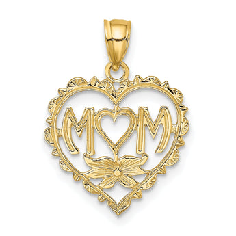 14K MOM in Heart Charm