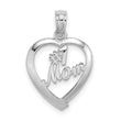 14K White Gold #1 MOM in Heart Pendant