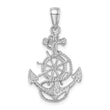 14K White Gold Anchor and Wheel Pendant