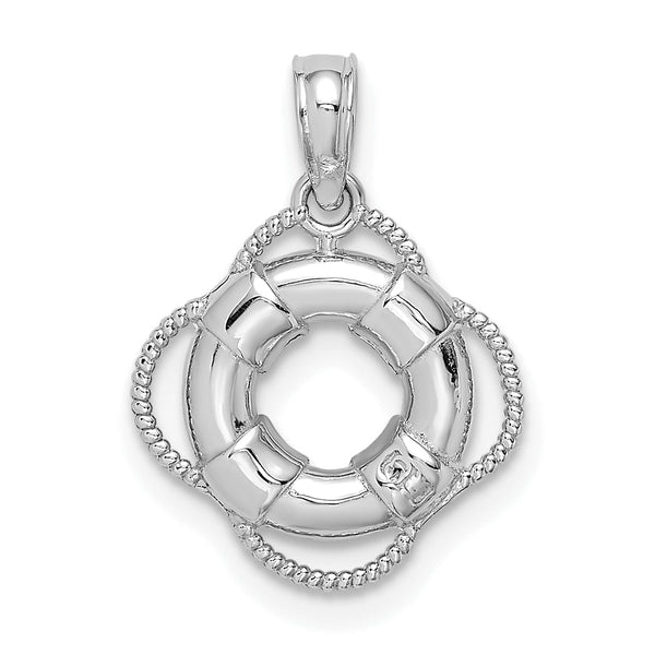 14K White 3D Gold Lifesaver Pendant