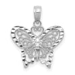 14K White Gold Diamond-cut Butterfly Pendant