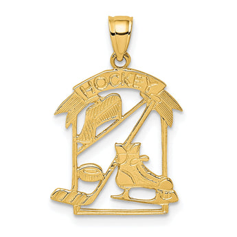14K Hockey Story Framed Charm