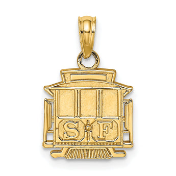 14k Polished SF Cable Car Charm