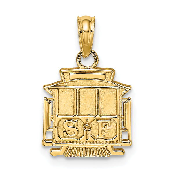 14k Polished SF Cable Car Charm