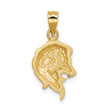 14K Brushed Diamond-cut Lion Head Pendant