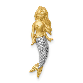 14K & White Rhodium Brushed Mermaid Slide