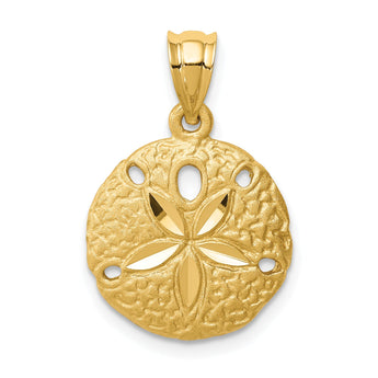 14K Brushed Diamond-Cut Sand Dollar Pendant