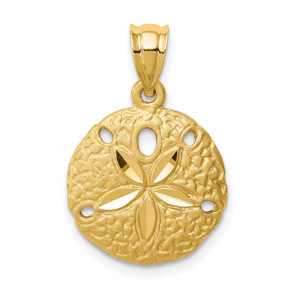 14K Brushed Diamond-Cut Sand Dollar Pendant