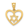 14K Polished Star of David in Heart Pendant