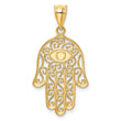 14K Polished and Enameled Hamsa Pendant