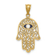 14K Polished and Enameled Hamsa Pendant