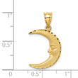 14k Satin Diamond-cut Moon Pendant