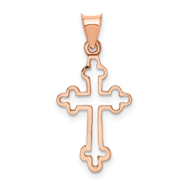 14K Rose Polished Cross Pendant