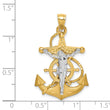 14K Two-tone Polished/Satin D/C Mariner Cross Pendant