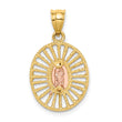 14K Two-tone & White Rhodium Polished Guadalupe Pendant