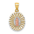 14K Two-tone & White Rhodium Polished Guadalupe Pendant