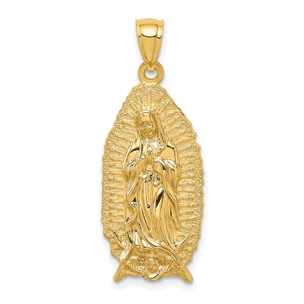 14K Polished & Textured Guadalupe Pendant