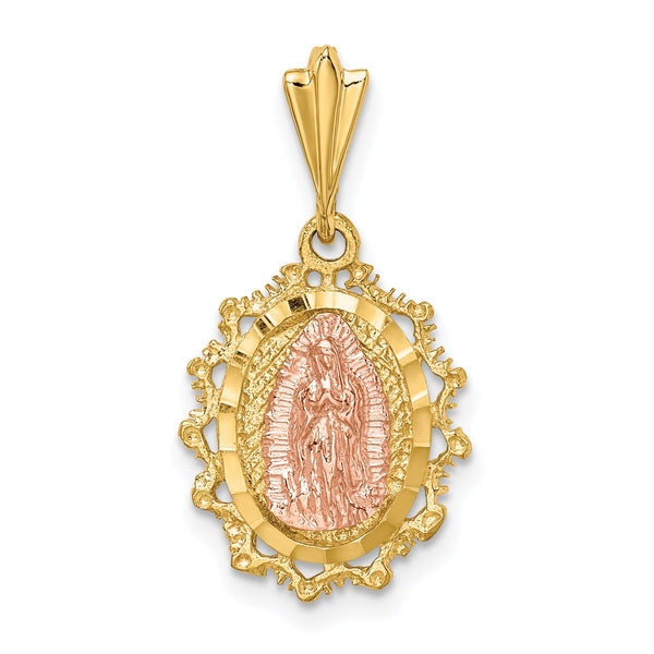 14K Two-tone Polished St. Mary Medal Pendant