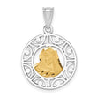 14K Two-tone Brushed & Polished Virgin D/C Mary Pendant