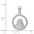 14K White Brushed & Polished Diamond-cut Virgin Mary Pendant