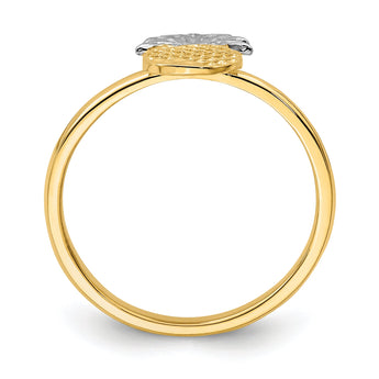 14K and White Rhodium Polished Pineapple Ring