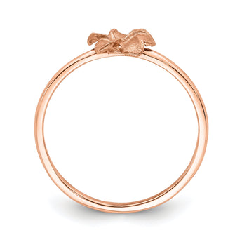 14k Rose Brushed & Polished D/C Plumeria Ring