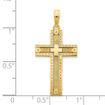 14k Fancy Sandblasted Cross Pendant